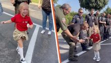 5-Year-Old Daughter of Fallen Officer Gets the Sweetest Police Escort to Her 1st Day of Kindergarten