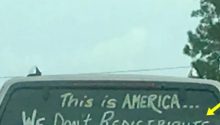 Controversial Message Scrawled On The Back Of An SUV Goes Viral