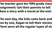 Students homework was to ask their parents for a story, one kid comes back to class with a doozy
