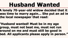 70-Year-Old Widow Posts A Newspaper Ad To Find A Husband