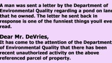 A Man Replies To A Letter From The Department Of Environmental Quality With The Perfect Note Of His Own