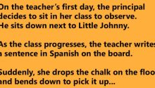 A School Hired A New Spanish Teacher. He sits down next to Little Johnny