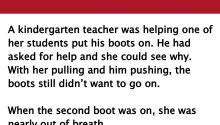 Teacher helps kindergartner with his problem, but his response is one for the books