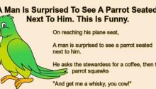 A Man Is Surprised To See A Parrot Seated Next To Him