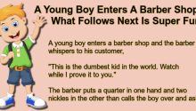 A Young Boy Enters A Barber Shop