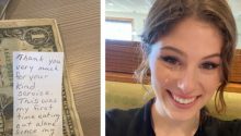 Waitress can’t help but cry when widow eating alone leaves her a note about the service