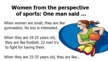 Women from the perspective of sports: One man said..