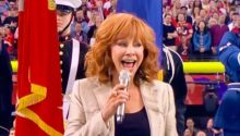 Tears flow as Reba McEntire sings the US National Anthem during Super Bowl